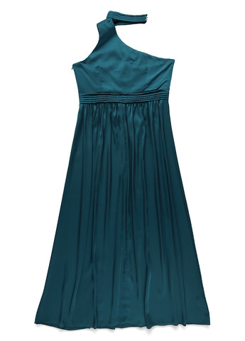 Изумрудное вечернее, коктейльное платье на одно плечо Little Mistress однотонное