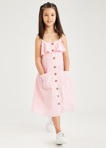 Светло-розовое кэжуал платье клеш DeFacto