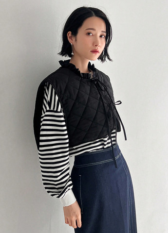 Чорний зимній комплект (жилет, куртка) SHEIN