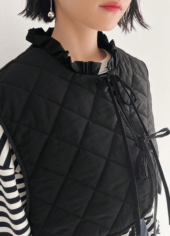 Чорний зимній комплект (жилет, куртка) SHEIN