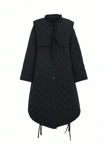 Чорний зимній комплект (жилет, куртка) SHEIN