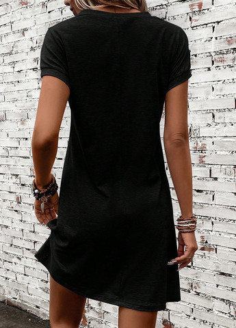 Чорна кежуал сукня сукня-футболка, а-силует SHEIN меланжева