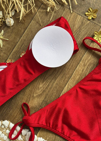 Красный летний раздельный купальник (лиф, трусики) бандо, раздельный NOVA VEGA