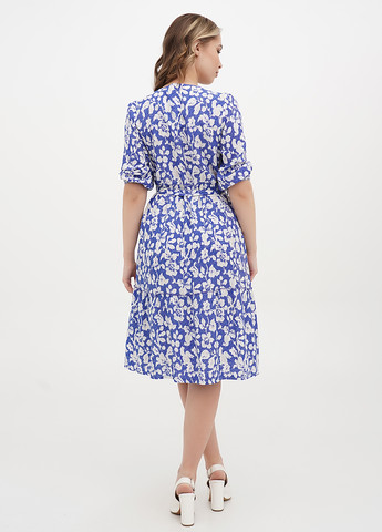 Синее кэжуал платье клеш Juliet deluxe с абстрактным узором