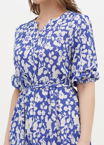 Синее кэжуал платье клеш Juliet deluxe с абстрактным узором