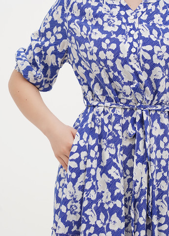 Синее кэжуал платье клеш Juliet deluxe с абстрактным узором