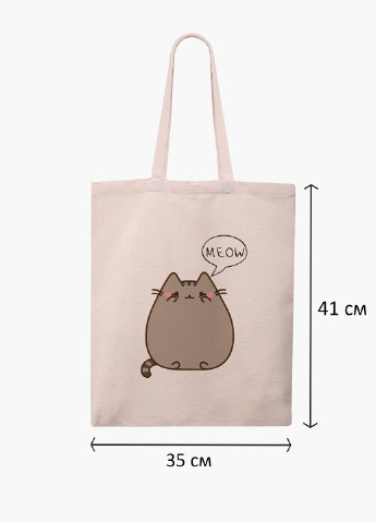 Эко сумка шоппер белая Кот Пушин (Pusheen Cat) (9227-2853-WT-1) Еко сумка шоппер біла 41*35 см MobiPrint (221683056)