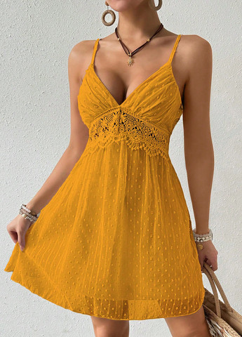 Жовтий кежуал сукня сукня-комбінація SHEIN однотонна