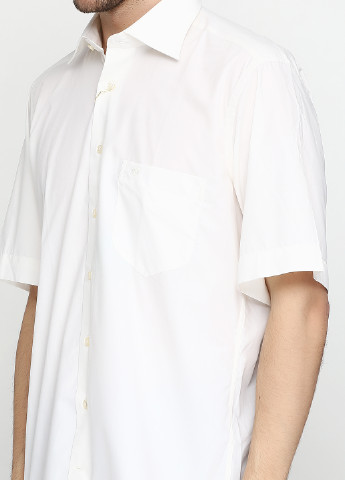 Белая кэжуал рубашка однотонная Romano Botta с коротким рукавом