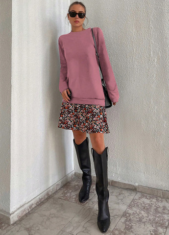 Рожево-коричневий світшот SHEIN однотонний без декору (316137323)