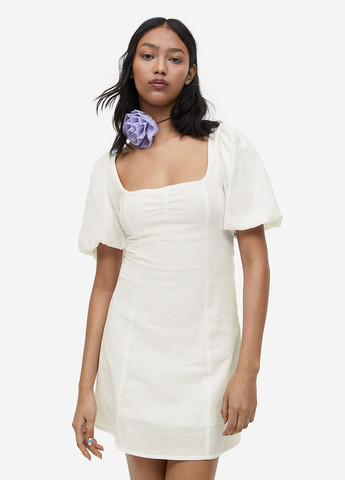 Білий кежуал сукня з відкритою спиною H&M однотонна