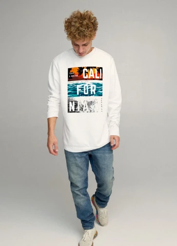 Білий світшот чоловічий oversize /no flis/ YAPPI малюнок (251791438)
