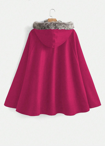 Фуксиновое Кэжуал полупальто кейп SHEIN однотонное