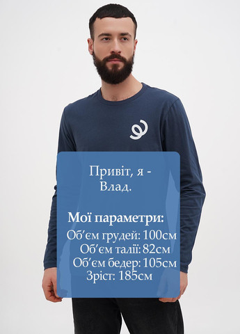 Лонгслів Next Level малюнок сіро-синій кежуали бавовна