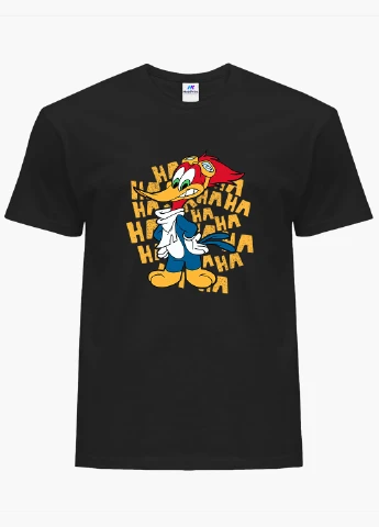 Чорна футболка чоловіча дятел вуді вудпекер (woody woodpecker) (9223-2872-1) MobiPrint