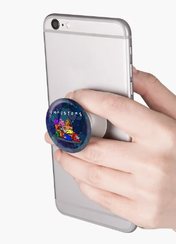 Попсокет (Popsockets) тримач для смартфону Амонг Ас Друзі Самозванці (Among Us Friends Impostors) (8754-2427) Чорний MobiPrint (216836490)
