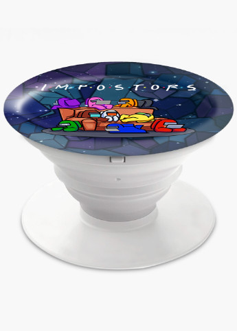 Попсокет (Popsockets) тримач для смартфону Амонг Ас Друзі Самозванці (Among Us Friends Impostors) (8754-2427) Чорний MobiPrint (216836490)