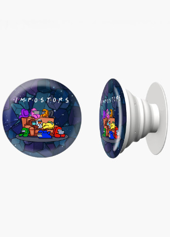 Попсокет (Popsockets) тримач для смартфону Амонг Ас Друзі Самозванці (Among Us Friends Impostors) (8754-2427) Чорний MobiPrint (216836490)