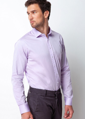 Бледно-лиловая кэжуал рубашка однотонная Giovane Rossi с длинным рукавом