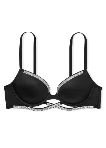 Чорний балконет бюстгальтер Victoria's Secret з кісточками поліамід