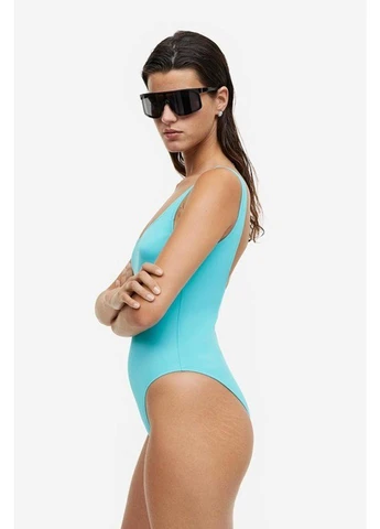 Блакитний літній купальник суцільний H&M
