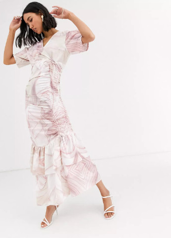 Светло-розовое кэжуал платье AERYNE однотонное