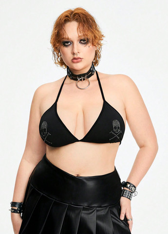 Чорний тріенджел бюстгальтер SHEIN без кісточок поліестер