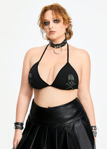 Чорний тріенджел бюстгальтер SHEIN без кісточок поліестер