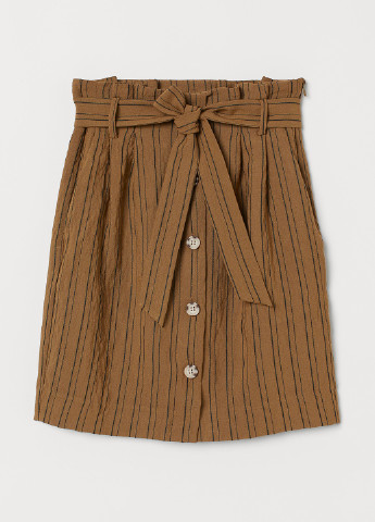 Светло-коричневая кэжуал в полоску юбка H&M а-силуэта (трапеция)