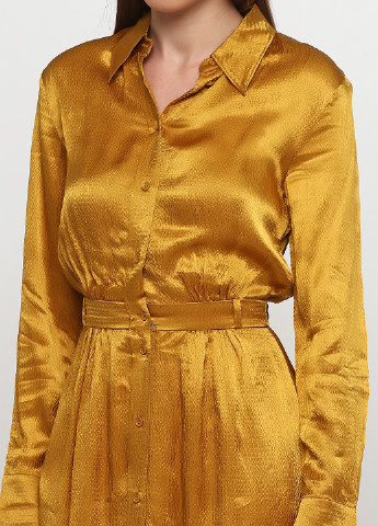 Золотий кежуал плаття, сукня сорочка Care Label однотонна