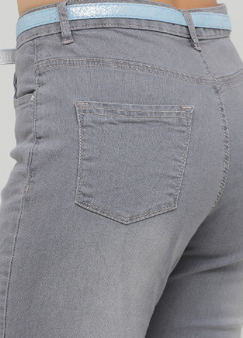 Бриджі Collection L однотонний світло-сірий джинсовий бавовна