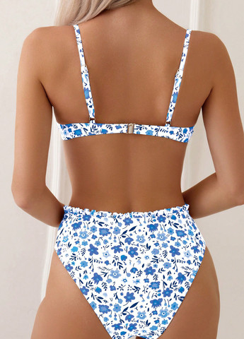 Комбинированный летний купальник (лиф, трусики) балконет, раздельный SHEIN