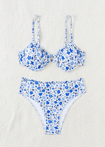 Комбинированный летний купальник (лиф, трусики) балконет, раздельный SHEIN