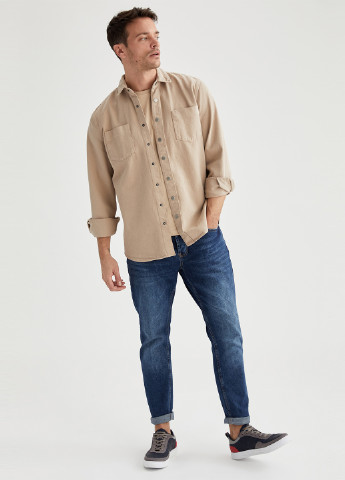 Песочная джинсовая рубашка DeFacto