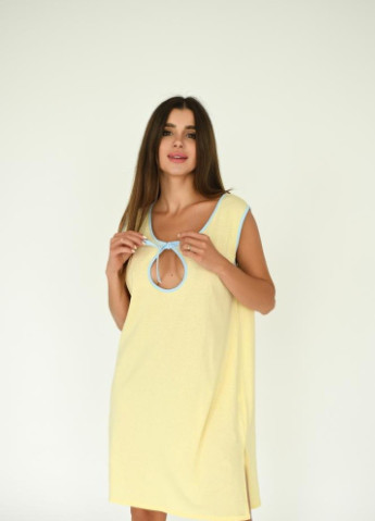Ночная рубашка с секретом кормления в роддом для беременных и кормящих мам на бретелях желтая Мамин Дом (253752501)