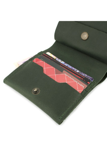 Жіночий шкіряний гаманець на кнопці HC0088 зелений HandyCover однотонний зелений діловий