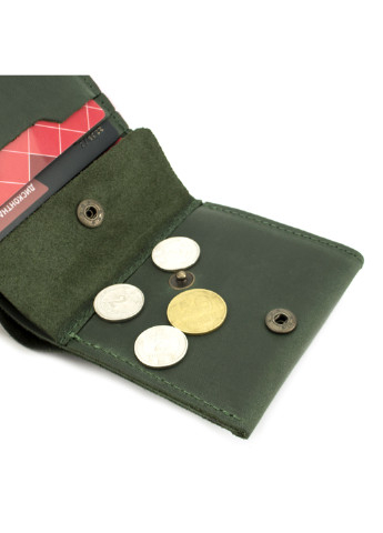 Женский кожаный кошелек на кнопке HC0088 зеленый HandyCover однотонный зелёный деловой