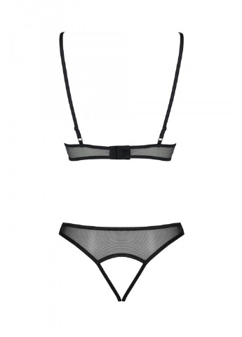 Комплект: бралет з ажурним ліфом та відкритими трусиками Christa Set with Open Bra black XXL/XXXL — Passion (255459593)