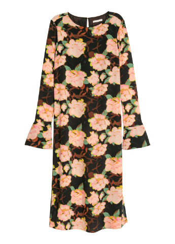 Черное кэжуал платье H&M с цветочным принтом