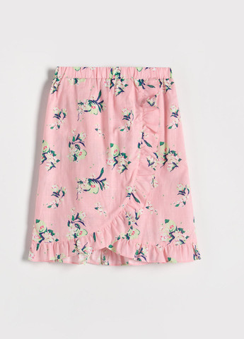 Светло-розовая кэжуал цветочной расцветки юбка Reserved на запах