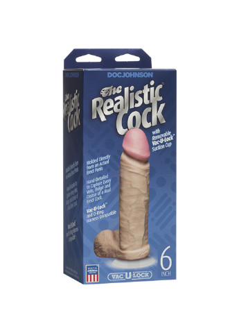 Фаллоимитатор The Realistic Cock 6 inch White - PVC, Vack-U-Lock, диаметр 4,3см Doc Johnson (254885492)