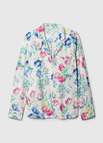 Белая домашний рубашка с цветами Gap