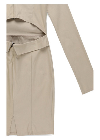 Серо-бежевое кэжуал платье PrettyLittleThing однотонное