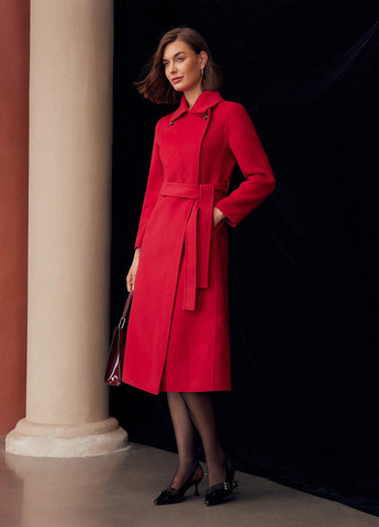 Яскраво-червоне зимнє Пальто двобортне SHEIN