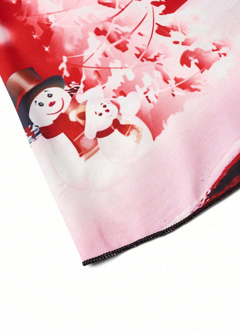 Розовое кэжуал платье а-силуэт SHEIN с новогодним принтом