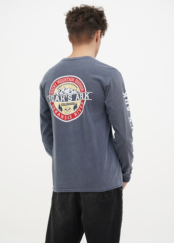 Лонгслів Blue 84 напис темно-сірий кежуали трикотаж, бавовна