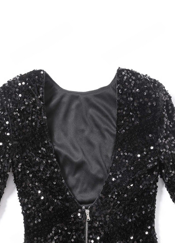 Чорна коктейльна, вечірня сукня силуетна, з відкритою спиною SHEIN однотонна