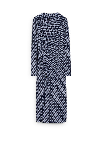 Темно-синее кэжуал платье футляр C&A с абстрактным узором