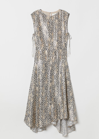 Светло-бежевое кэжуал платье клеш H&M с абстрактным узором