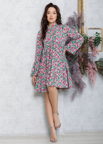 Розовое кэжуал платья ISSA PLUS с цветочным принтом